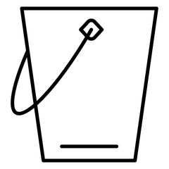 Bucket for watering, washing, cleaning, housework and gardening. Container for liquid - water, paint, solution. Icon, vector, isolated, outline, 48x48 pixel.