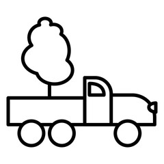 Transportation of wood by car. Delivery of seedlings. Icon, vector, isolated, outline, 48x48 pixel.