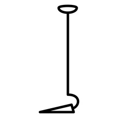 A hoe for working in the field. Gardener's tool for weeding, removing weeds. Icon, vector, isolated, outline, 48x48 pixel.