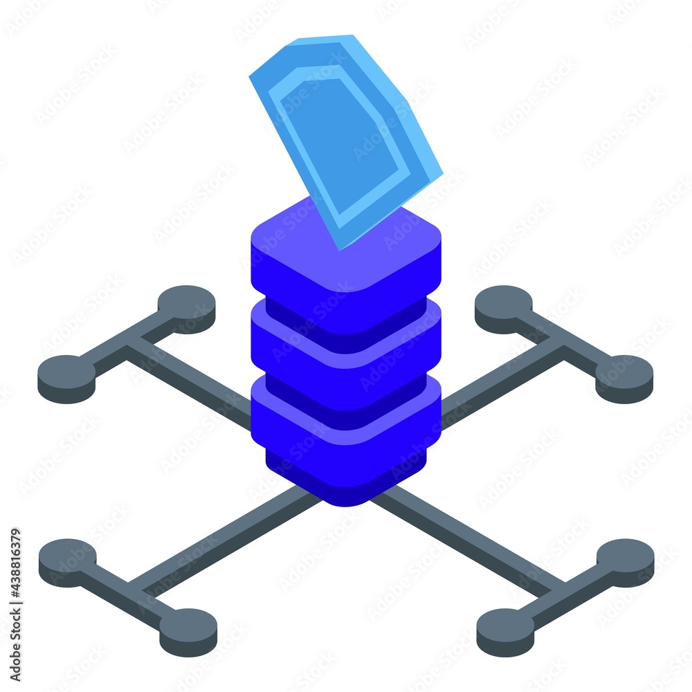 Poster block chain icon. isometric of block chain vector icon for web design isolated on white background
