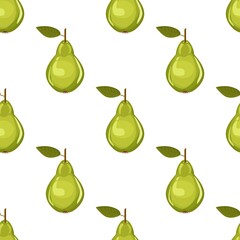 Cute seamless pear pattern on paper background. Fruity patterns collection