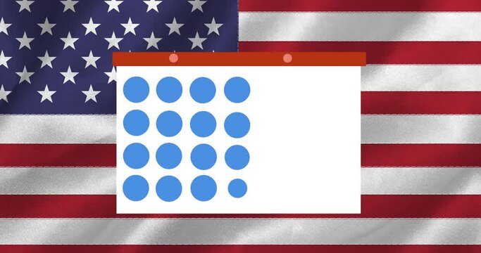 Animation of token template card and labor day text moving over american flag