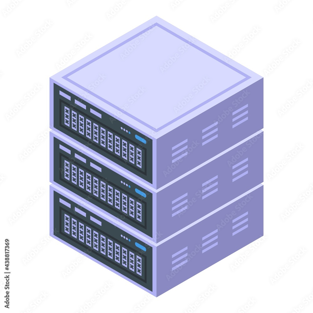 Poster block chain server icon. isometric of block chain server vector icon for web design isolated on whit