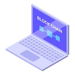 Block chain laptop icon. Isometric of Block chain laptop vector icon for web design isolated on white background