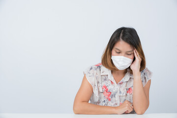 Woman faint, Asian woman is sick