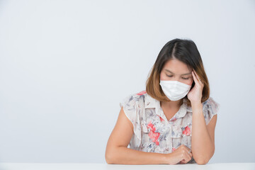 Woman faint, Asian woman is sick