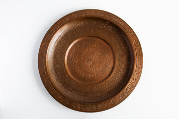 Handmade copper plate with magnificent copper workmanship. for decorative use - obrazy, fototapety, plakaty