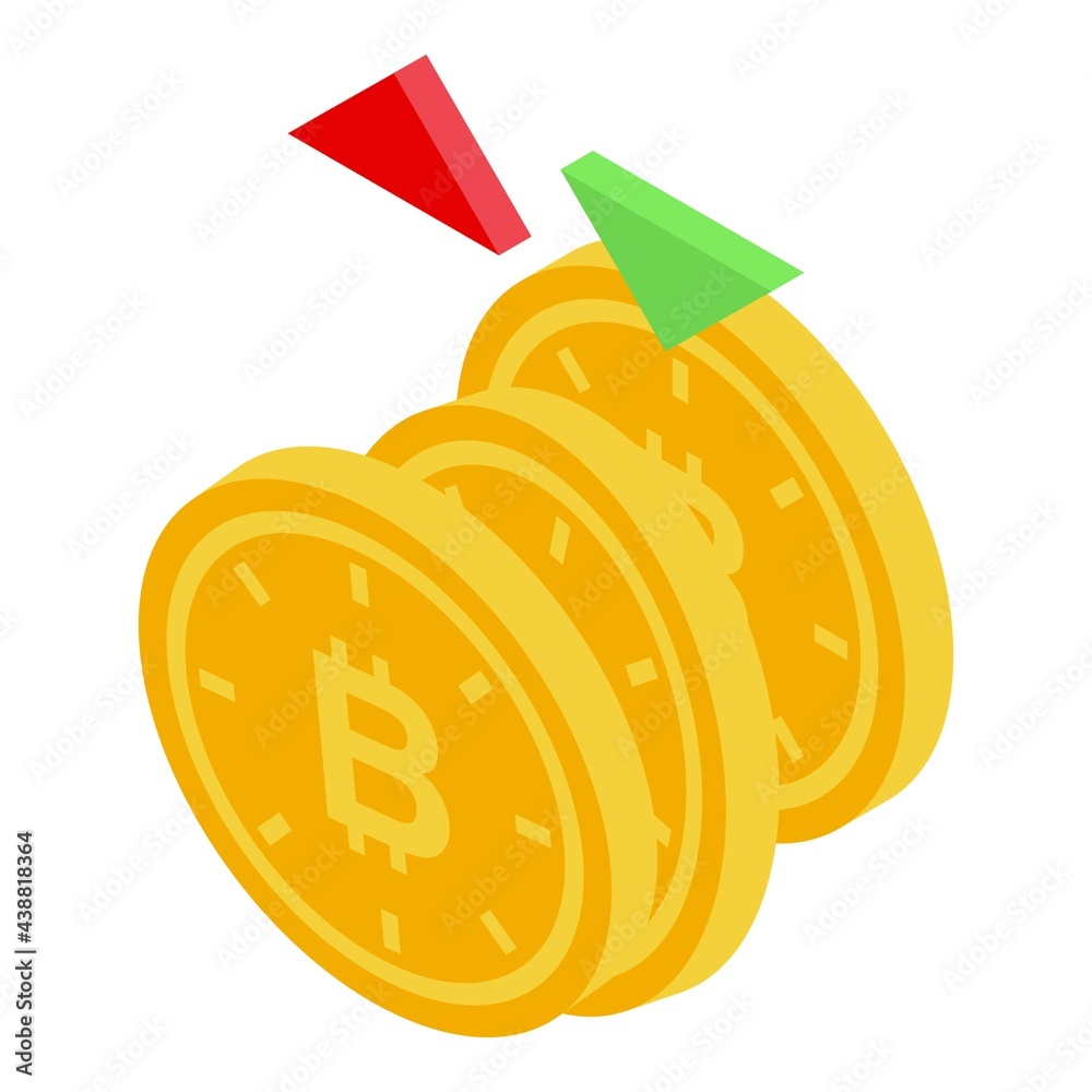 Poster bitcoin icon. isometric of bitcoin vector icon for web design isolated on white background