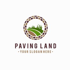 Paving land logo, paving and grass vector