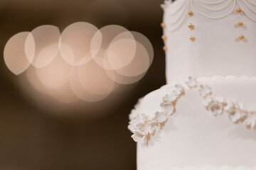 Beautiful wedding cake with blur background
