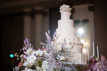 Beautiful wedding cake with blur background