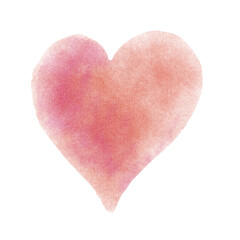 Simple watercolor isolated icon on white background. Cute red heart for decoration or design.