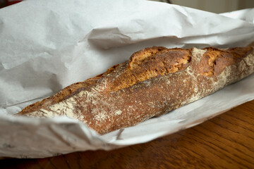 French bread loaf known as country baguette