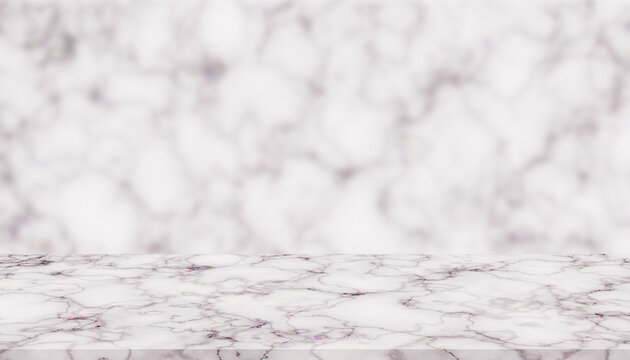 Marble texture desk shelf for display product. Blurry marbling luxury background. Illustration abstract design.