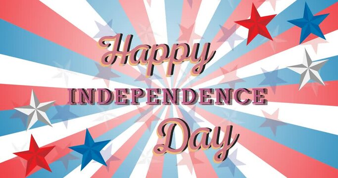 Animation of independence day text over american flag