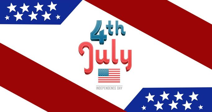 Animation of independence day text over american flag