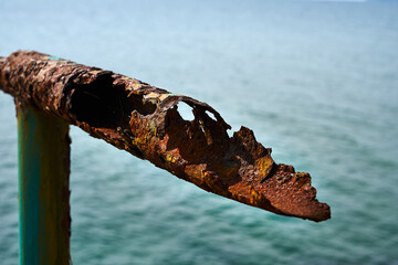Corrosion of metal. Rusty pipe.