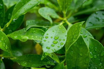 Water on leave background, Green leaf nature
