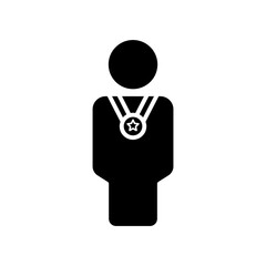 People icon with medal. champion, winner. simple illustration. Editable stroke. Design template vector