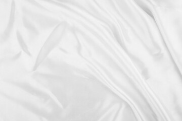 White cloth background abstract with soft waves, closeup texture of cloth