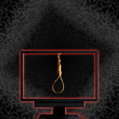 Fototapeta na wymiar hanging rope on a computer screen
