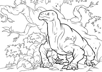 Coloring book for children with a dinosaur