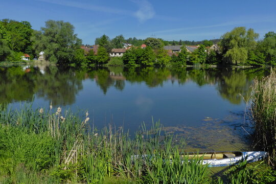 Pond in village Lešany near Týnec nad Sázavu, Central Bohemia, Czech republic,Europe
