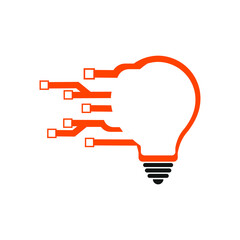Technology Bulb logo designs concept, Digital Technology Bulb Idea logo template stock illustration