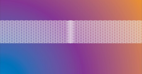 Composition of white mesh strip over orange to purple background
