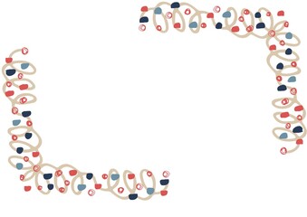 Composition of frame with abstract shapes and copy space on white background