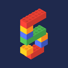 Number five in isometric. Color constructor