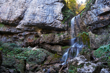 Image of a mountain waterfall.