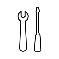 Service tool icon. Isolated flat gear symbol on white background