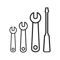 Service tool icon. Isolated flat gear symbol on white background
