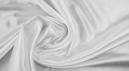 Fototapeta na wymiar White cloth background abstract with soft waves, closeup texture of cloth