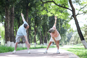 Obraz premium Happy Old couple sports in the park