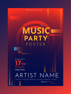 Elegant Music event party flyer with with abstract shapes Free Vector. Music party poster for music event