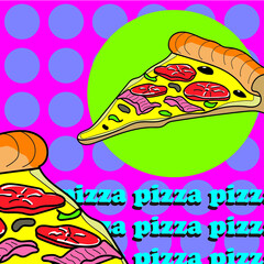 Color graphics, pizza slice, vector illustration