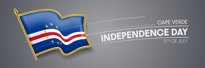 Cape Verde independence day vector banner, greeting card
