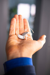 Fototapeta premium Hearing aid ear of man