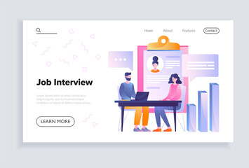 Male HR manager is interviewing young woman in the office