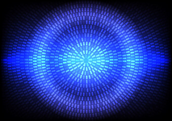 Abstract blue light background. Geometric pattern on glowing screen