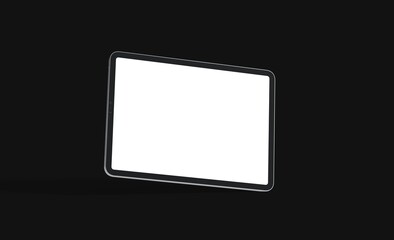 Photo Black tablet computer with blank 3d black background