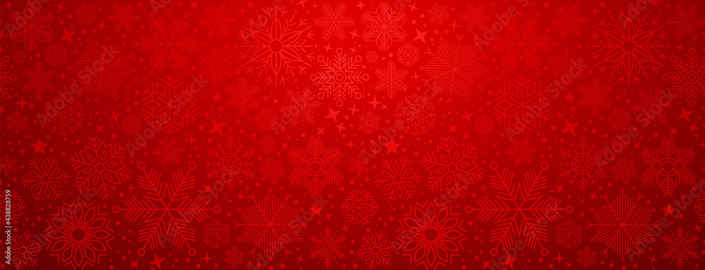 Canvas Prints christmas illustration with various small snowflakes on gradient background in red colors