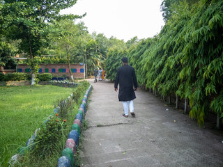 Traveler walking into the horizon on the Ring Road enjoying the scenery