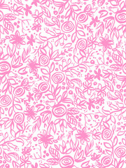 Seamless pattern with Floral motifs in pink and white
