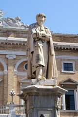 The statue of Italian Poet Giacomo Leopardi in Recanati, Italy