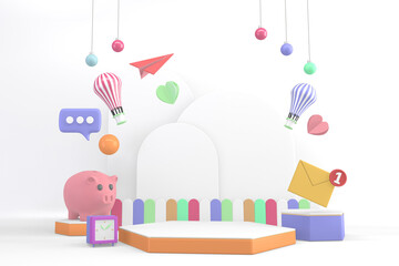 Finance colorful minimalist, mockup business style abstract cartoon 3d rendering