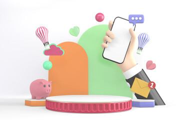 Finance colorful minimalist, mockup business style abstract cartoon 3d rendering