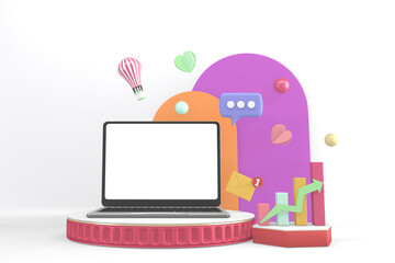 Finance colorful minimalist, mockup business style abstract cartoon 3d rendering